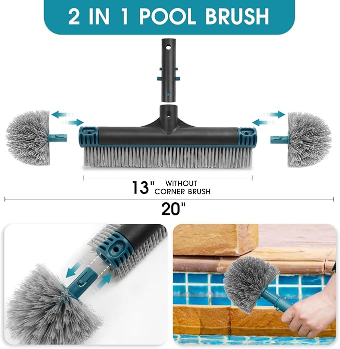 POOLWHALE 17.5" Pool Net with 20" Pool Brush