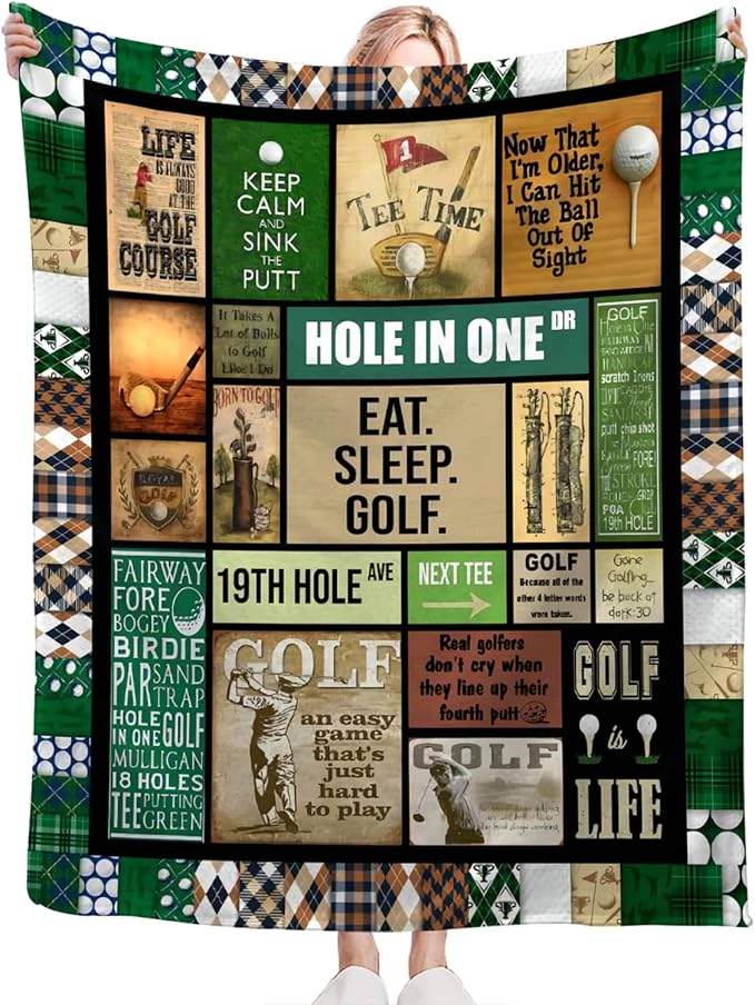 Tijuboni Golf Throw Blanket Golf Gifts for Men Women Girls Boys Kids Adults Soft Flannel Fleece Blanket for Couch Sofa Bed Home Decor 50"x60"