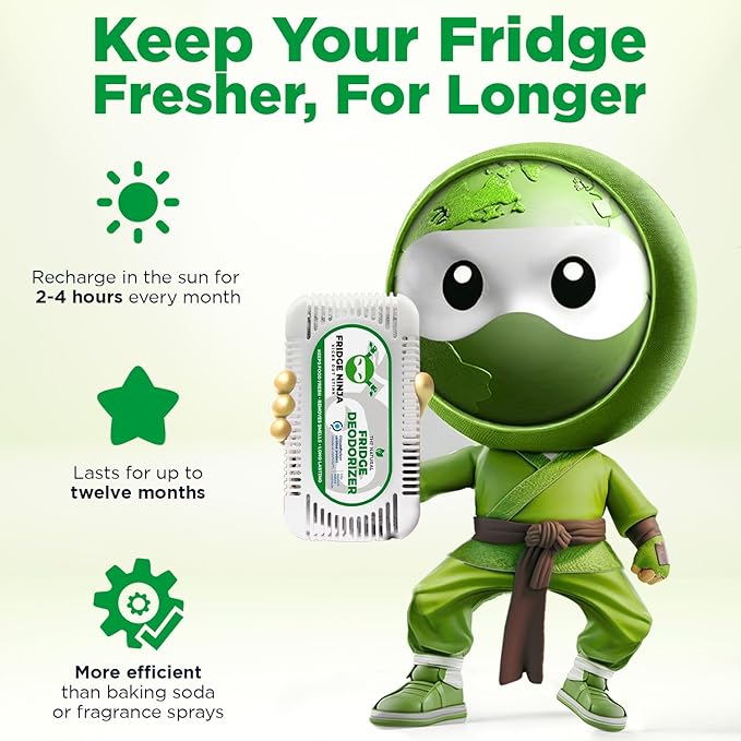 Earth Ninja Fresh Home Bundle – Fridge Ninja (2 Pack) + Shoe Ninja (2 Pack) – Natural Activated Charcoal Odor Eliminators – Long-Lasting, Reusable Deodorizers for Fridge, Shoes, Gym Bags & More
