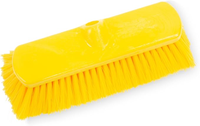SPARTA 41278EC04 Flo-Thru Plastic Wall Scrub Brush, Equipment Brush With Soft Nylex Bristles For Industrial Kitchens, Hospitals, Commercial Cleaning, 4 Inches, Yellow