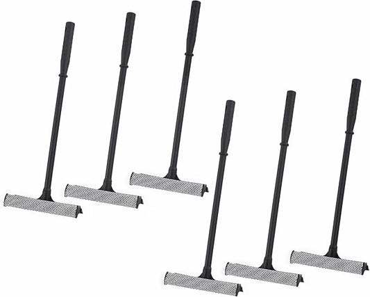 Matthew Cleaning All Purpose Window Squeegee Window Cleaner Tool,Car Squeegee Windshield Cleaning Sponge and Rubber Squeegee,2-in-1 Window Cleaner Sponge(10'') and Soft Rubber with Pole 20’’ (6Pack)