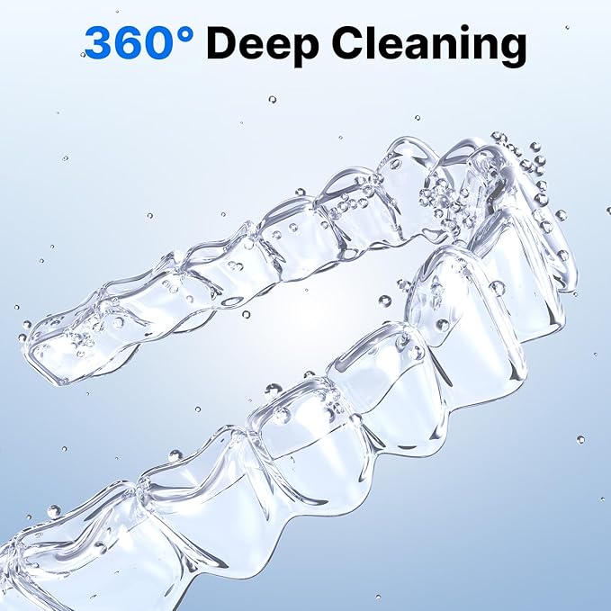 CXRUY Ultrasonic Retainer Cleaner - UV Dental Cleaning Pod Night Guard Cleaner for Dentures, Aligner, Braces, Toothbrush Heads, Jewelry (Pink)