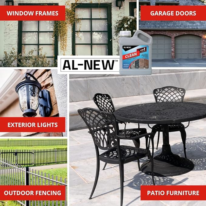AL-NEW STEP 1 CLEAN | Cleaning Solution for Outdoor Patio Furniture, Garage Doors, Window Frames, Exterior Lights & Fencing (32 Ounce)