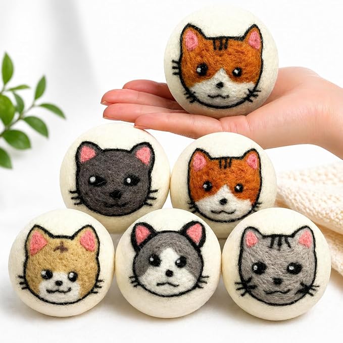 Wool Dryer Balls XL 6-Pack – Organic Wool Dryer Balls for Laundry Reusable, Natural Fabric Softener, Reduces Drying Time, Static, Wrinkles & Laundry Clumping