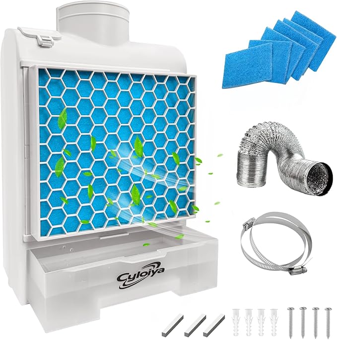 3-in-1 Indoor Dryer Vent Kit with 6 Polyester Filters, Stainless Steel Screen & Water Drawer System, Upgrade Safety Vent Flap for Electric Clothes Dryers