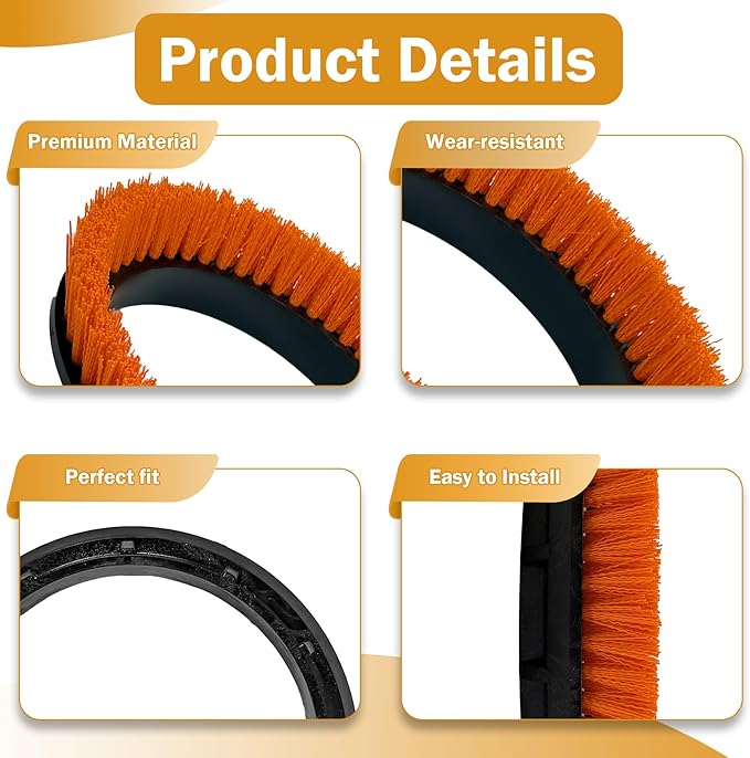 237047 Orbiter Orange Scrub Brush for ORB550MC Orbiter Floor Machine, Heavy-Duty Brush, 12” Diameter,(2 Pack)