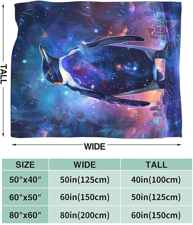 Tijuboni Penguin Throw Blanket Penguin Gifts for Girls Boys Women Men Kids Adults Soft Flannel Fleece Blanket for Couch Sofa Bed Home Decor 60"x80"
