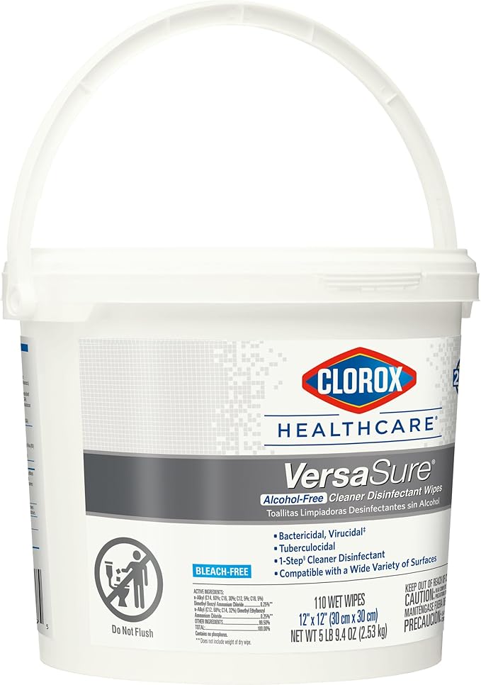 Clorox Healthcare VersaSure Cleaner Disinfectant Wipes, 110 Count Bucket, 2 Buckets/Case