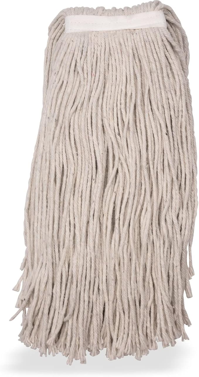 SPARTA Flo-Pac Cotton Mop Head, Cut-End, Narrow Band with White Band for Organized Cleaning, 40 Inches, Tan