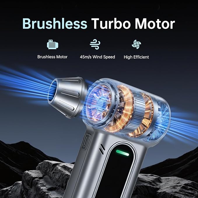 Yogin Electric Air Duster-150000RPM Super Power Cordless Air Duster, Rechargeable Brushless Motor Durable Blower, 3-Gear Adjustable Dust Blower for Computer, Keyboard, Outdoor, House and Car