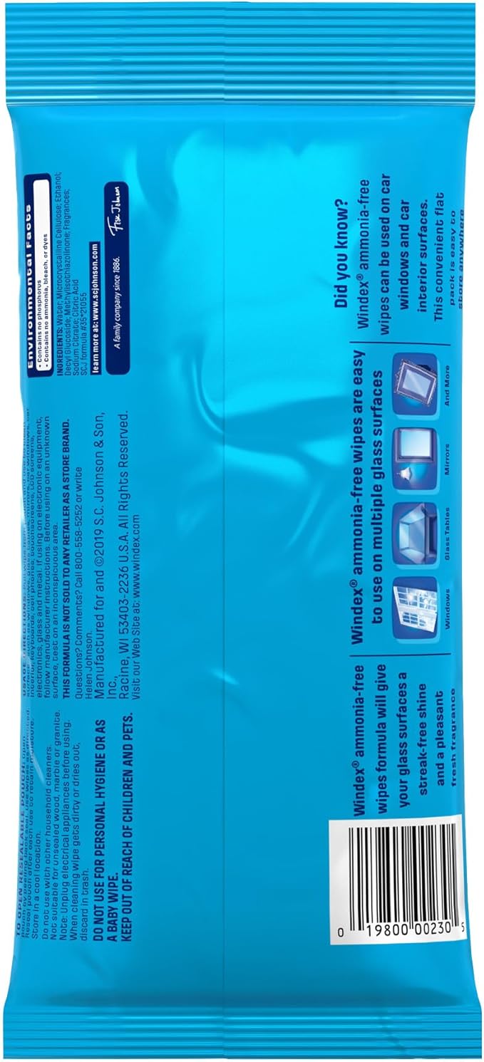 SC Johnson Professional Windex Ammonia Free Wipes 25ct, Case Pack of 12