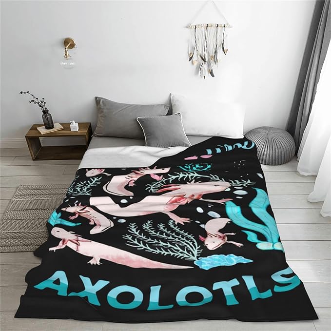Axolotl Just A Boy Throw Blanket - Super Warm, Soft Plush, Lightweight Fleece Flannel - Axolotl Gifts for Boys, Girls, Kids, Women, Adults - Winter Couch, Bed - 60"X80"
