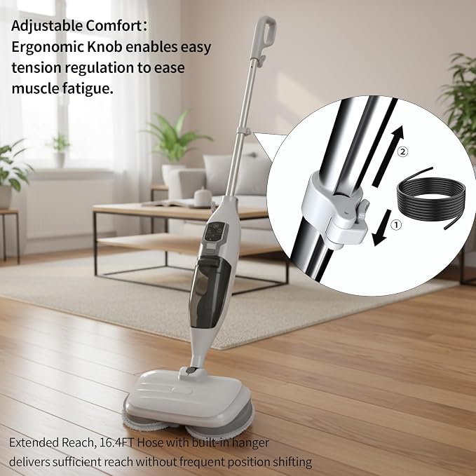 PUREBEAR Steam Mop Cleaner For Home With 4 Replacement Pads, 3 Adjustable Steam Setting, MultiPurpose Handheld Steamer Cleaning for Hardwood Floors, Clothes,Windows,Tiles, Grout (White)