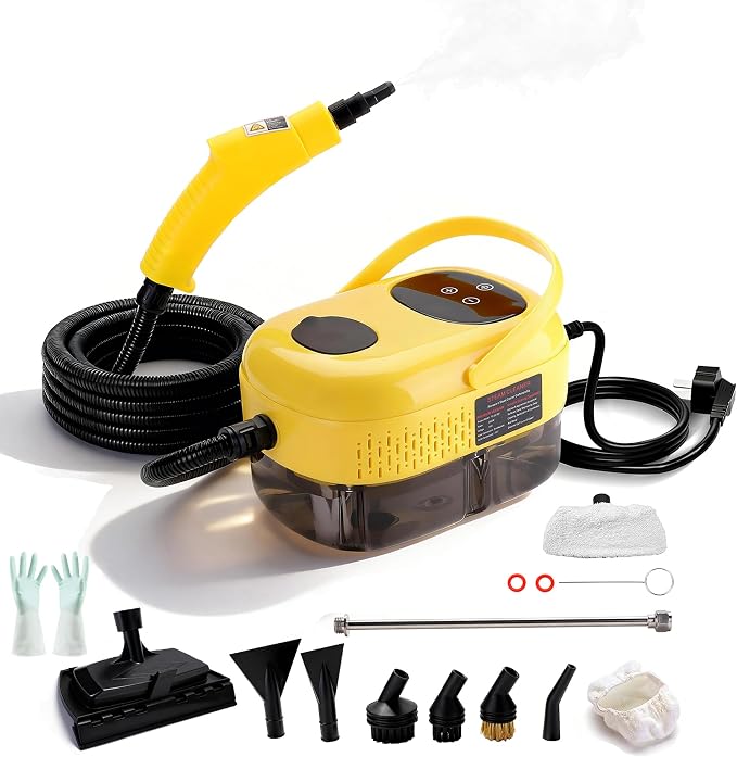 Steam Cleaner,15s Heat-Up 6-Level Adjustable, 2500W Handheld Steam Cleaner for Home with 13 pcs Accessories,Portable Steamer for Kitchens, Grease, Bathroom, Grout,Tile, Floor, Couch and Car