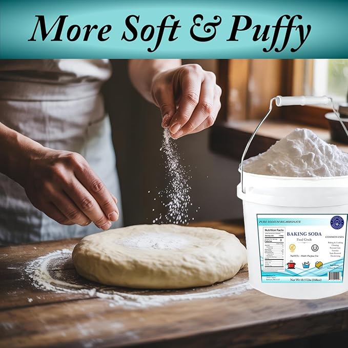 Pure Baking Soda Powder - 10.5 Pounds (1.34 Gallon) ORMI Listed Sodium Bicarbonate Powder - 100% Pure Food-Grade for Baking | Bread, Cookies and Other Baked Goods | Clean and Deodorize