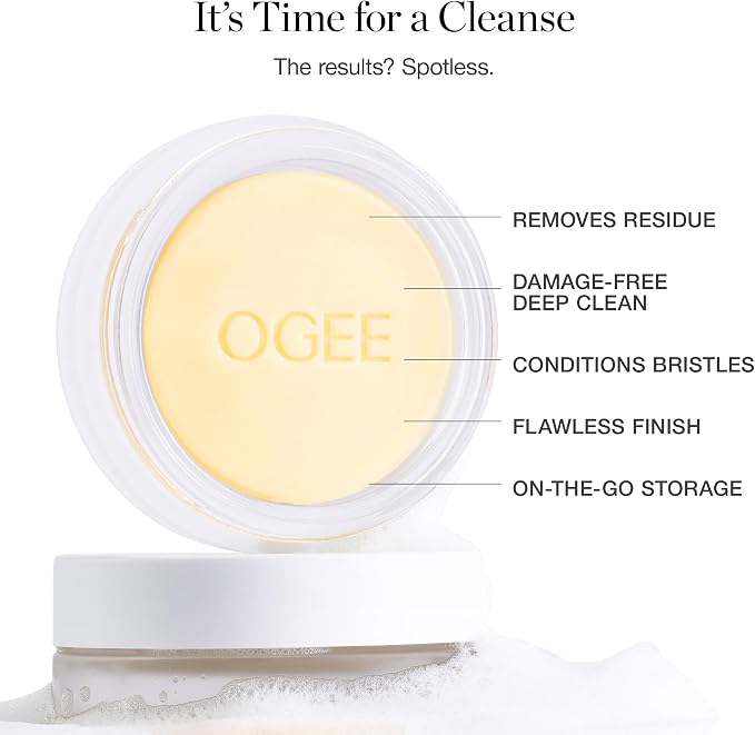 Ogee Brush Wash Bar - Gentle Makeup Brush Washing Bar with Organic Ingredients, Safe for Bristles, Made in USA