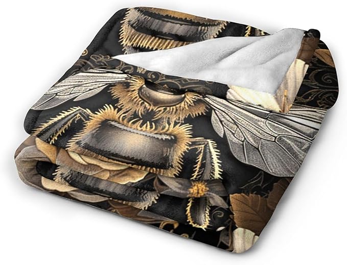 Tijuboni Bee Throw Blanket Bee Gifts for Women Men Girls Boys Kids Adults Soft Flannel Fleece Blanket for Couch Sofa Bed Home Decor 60"x80"