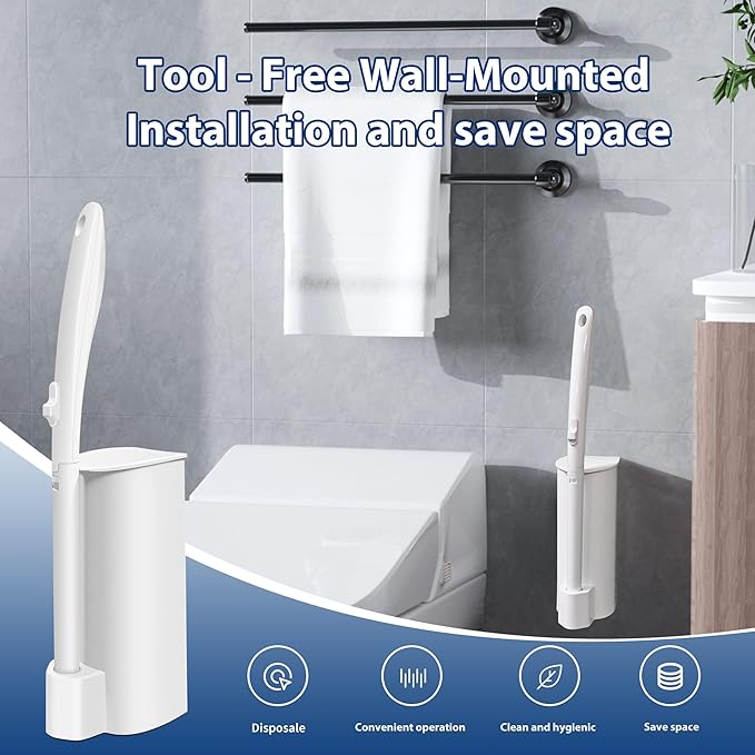 100 Pack Disposable Toilet Brush Heads, Toilet Bowl Wand Refills, Toilet Cleaning System Replacement, Refill for Most Toliet Wands, Prefilled 2X Cleaning for Deep Scrub of Toilets.