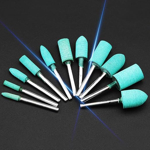 Oudtinx Polishing Accessories 100pcs Rubber Grinding Heads,3mm Shank Assorted Accessory, Mounted Point Wheel Head Kit for Dremel Polish Rotary Tools (Green)