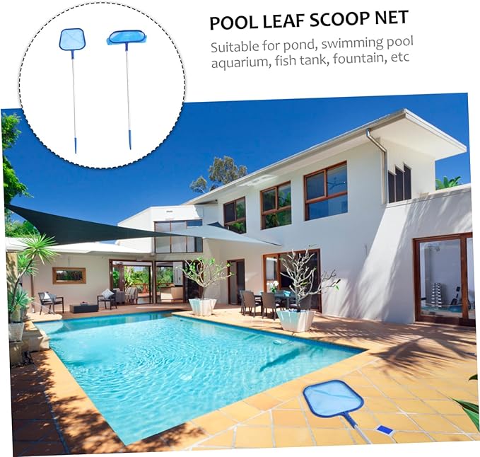 LIOOBO 2sets Telescopic Pool Leaf Cleaning Net Fine Mesh Rake Lightweight and Easy to Use for Removing Debris and Leaves from Swimming Pools Including Deep and Nets