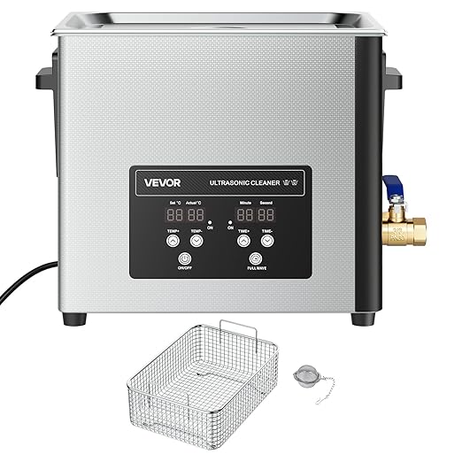 VEVOR 10L Ultrasonic Cleaner, Professional 180W Ultrasonic Cleaner Machine with Digital Display and Cleaning Basket, 40kHz Stainless Steel Cleaning Machine Ideal for Jewelry, Coins, Watches, Razors