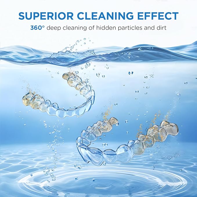Dental Ultrasonic Retainer Cleaner Machine: 45kHz Dental Cleaning Pod with Digital Timer & 200ML, Cleaning for Dentures, Mouth Guards, Aligners, Night Guards, Braces, Toothbrush Heads & Jewelry, Pink