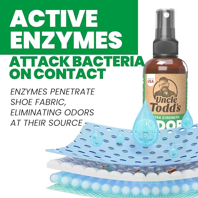 Uncle Todd's Odor Stomp Shoe Deodorizer 2-Pack Mountain Fresh- Proven & Powerful Enzyme Shoe Spray for Odor Elimination in All Footwear