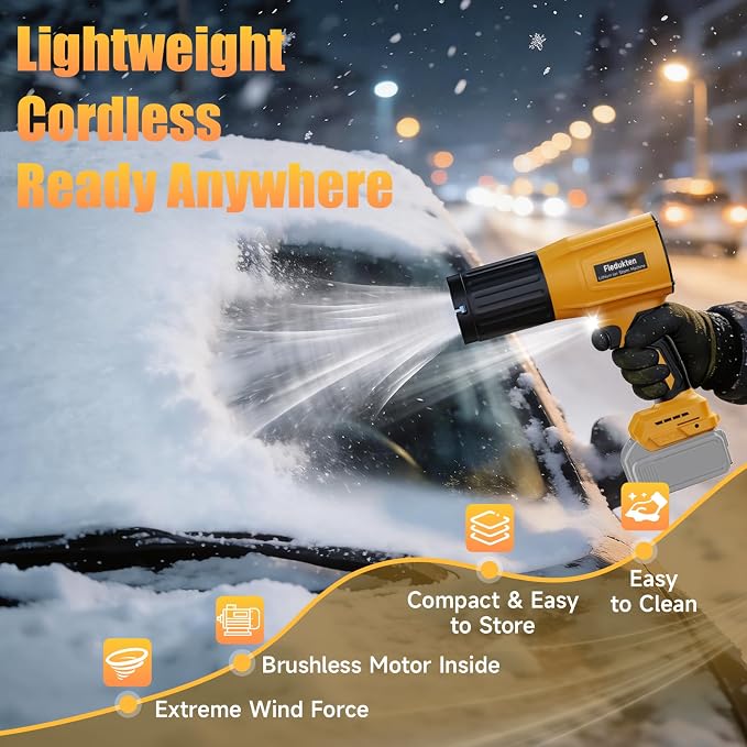 Cordless Leaf Blower Compatible with DeWalt 20V Battery (Tool Only), 800,000 RPM Brushless Turbo Jet Blower up to 60m/s Airflow, Lightweight 1.5 lbs Handheld Dust Blower for Patio, Lawn & Garage