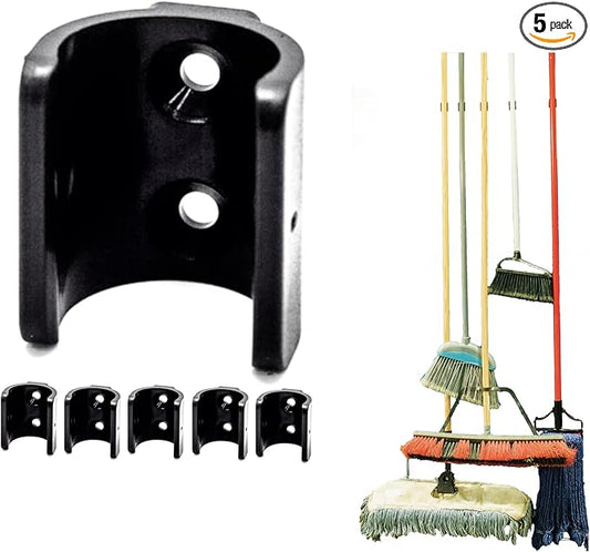 StealthMounts Mop Broom & Yard Tool Holders - 5 Pack | Mop and Broom Holder Wall Mount | Broom Organizer Wall Mount