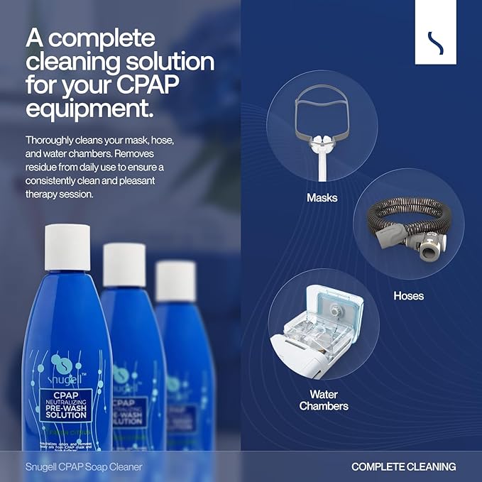 Snugell CPAP Soap Cleaner 8.4oz - Fresh Citrus Scent - Pre-Wash Solution - Mask and Hose Cleaning Soap - Neutralizes Odor and Removes Body Oils from CPAP Mask (3-Pack)