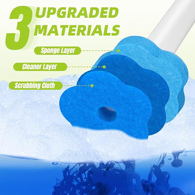 Disposable Toilet Bowl Wand Refills, Toilet Brush and Holder, Disposable Toilet Brush Heads for Bathroom Cleaning, 48 Count