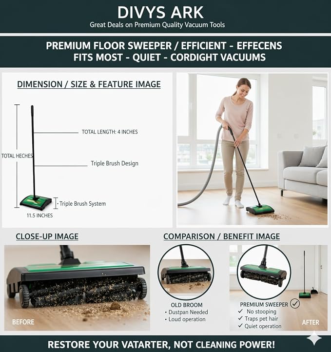 Replacement of Bissell Biggreen Commercial Bg21 Sweeper with 2 Rows of Rubber Rotors, 7-1/2" Cleaning Path, Green #52321