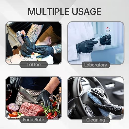 Jointown Black Nitrile Gloves Disposable, 3 Mil Thin Gloves, Latex Free, Powder-Free Food Safe Gloves For Cooking Cleaning Food Prep Tattoo Hair Dye, 100 Pcs, Small