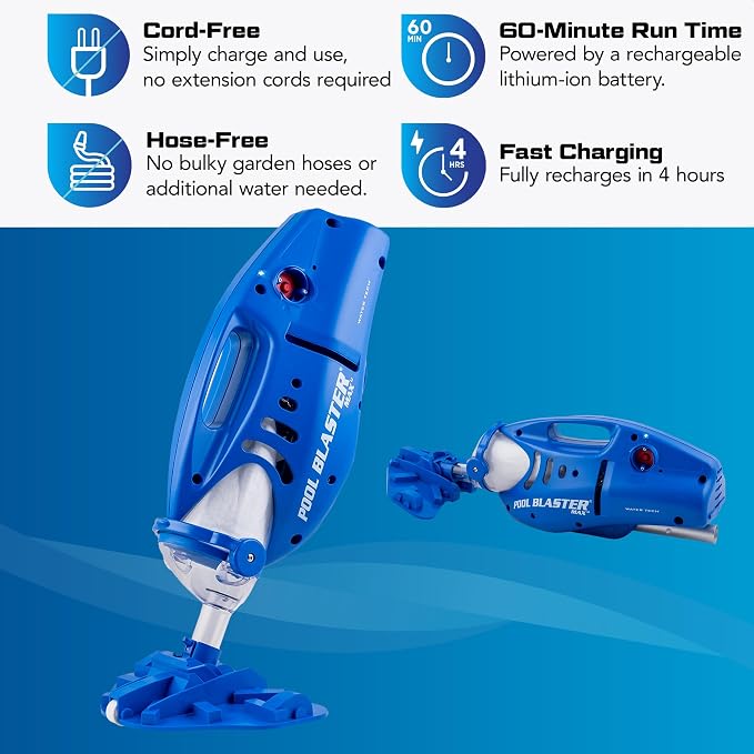 POOL BLASTER Max Li Cordless Pool Vacuum – Battery‑Powered, No Hoses or Cords – for Inground & Above Ground Pools, & Spas – up to 60‑Minute Runtime