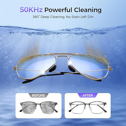 Ultrasonic Jewelry Cleaner, 50KHz Ultrasonic Cleaner Machine, Dual Modes & LED Display, 5 Cleaning Modes, 24W Sonic Cleaner for Jewelry, Eyeglasses, Watches, Rings, Watch Strap,Dentures(Black)