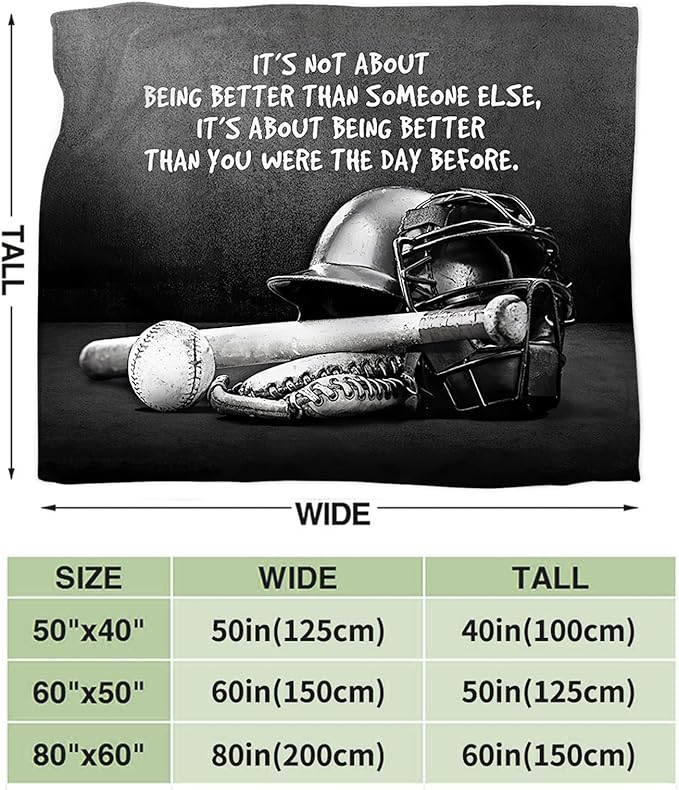 Tijuboni Baseball Sports Throw Blanket Baseball Gifts for Boys Girls Men Women Kids Adults Soft Flannel Fleece Blanket for Couch Sofa Bed Home Decor 50"x60"
