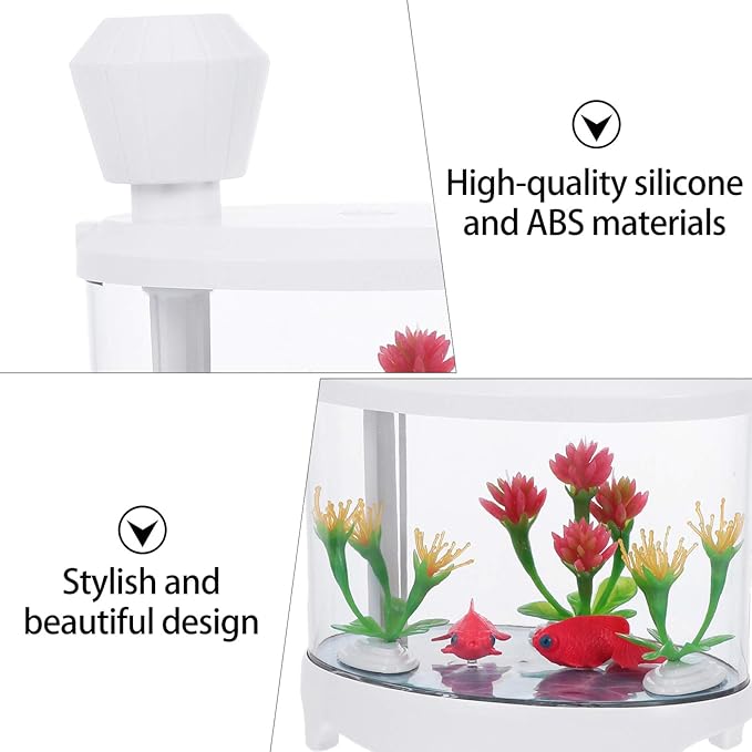 Healifty USB Humidifier Creative Fish Tank Plant Essential Oil Diffuser Household Mini Air Humidifier Night Light for Gifts Home Office Decor