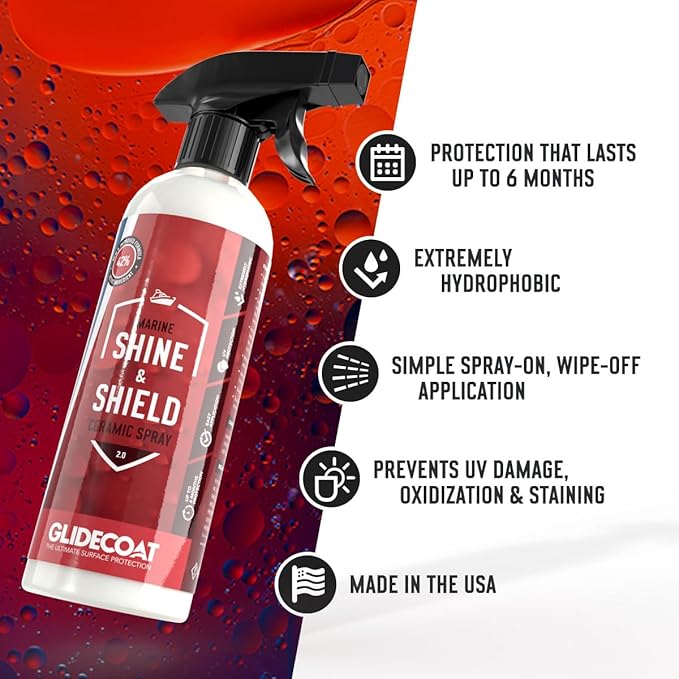 Marine Shine & Shield | 42% Ceramic Spray | Better than Boat Wax | Hydrophobic Spray with UV Protection | Marine Sealant Ceramic Spray | Sealant Boat Maintenance | 16oz