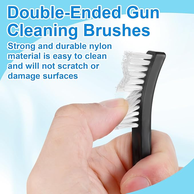 Boao 30 Packs Double-Ended Gun Cleaning Brushes 7 Inch Nylon All Purpose Cleaning Brush with Plastic Handle (White)