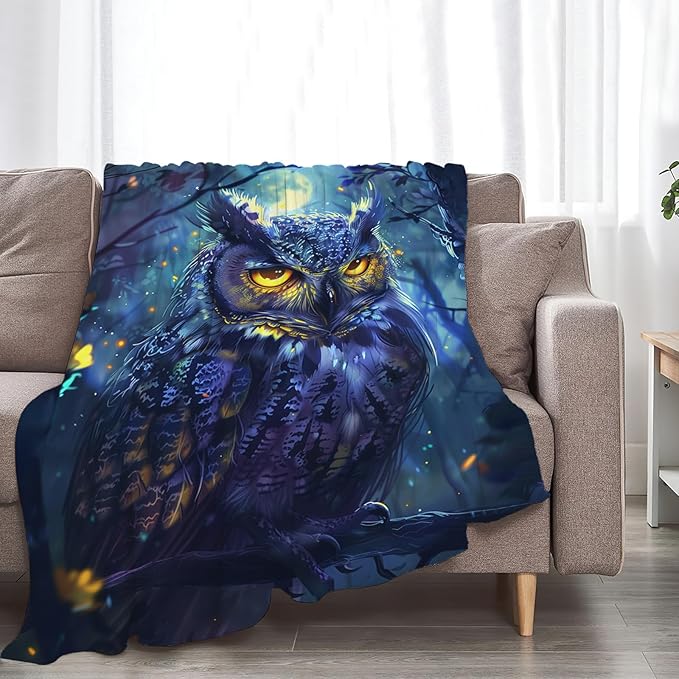 Tijuboni Owl Throw Blanket Owl Gifts for Girls Boys Women Men Kids Adults Soft Flannel Fleece Blanket for Couch Sofa Bed Home Decor 60"x80"