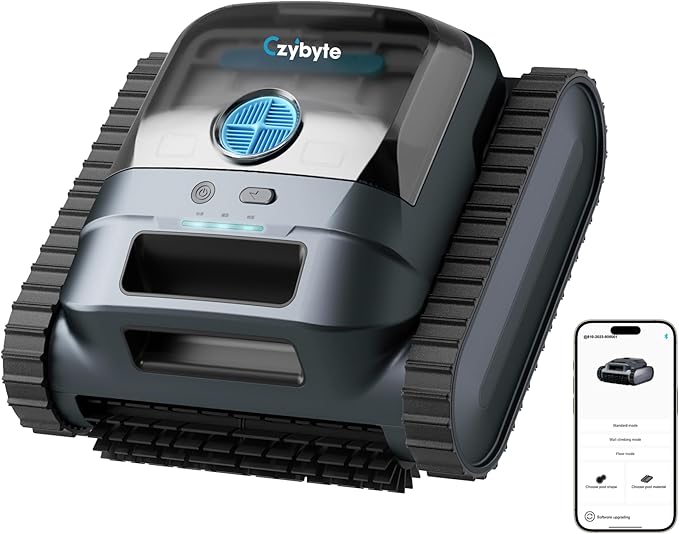 Cordless Robotic Pool Vacuum Cleaner, Intelligent Route Planning, Wall & Waterline Climbing, 120-Min Runtime, for Above Ground/Inground Pools up to 2000 sq. ft, APP Support,Blue