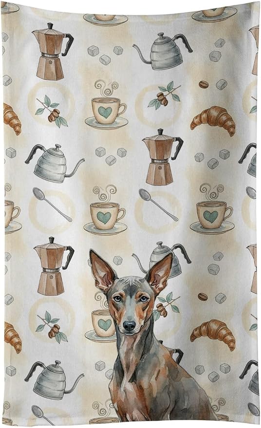 Caroline's Treasures Xoloitzcuintli Coffee Bar Kitchen Towel Velour Plush Front and Cotton Loop Back Machine Washable