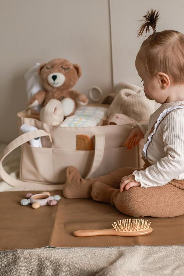 Uniklook Baby Diaper Caddy - Faux Leather -Nursery Storage Bin and Car Organizer for Diapers and Baby Wipes Stylish Nursery Storage Basket