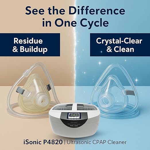 iSonic P4820 Ultrasonic Cleaner – Deep Cleaning for CPAP Masks, Hoses & Sleep Apnea Accessories (Small)