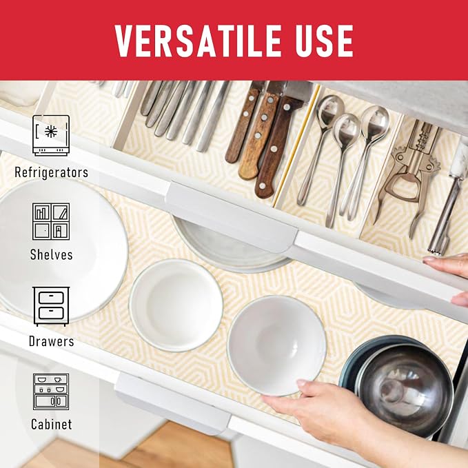 Cooyes 2 in 1 Refrigerator Liners, 6 Pack, 12“ × 24”， Fridge Drawer & Shelf Liners for Kitchen Cabinets Non-Adhesive, Breathable Cloth Material, BPAfree, Keep Produce Fresh Longer