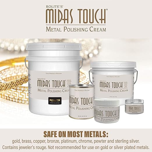 Rolite Midas Touch Metal Polishing Cream 2 Pack 2 Lb Each for Silver Gold Brass Copper Chrome Non-toxic Jewelry Restoration