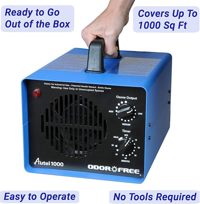 OdorFree Autel 1000 Ozone Machine Odor Removal for Eliminating Smells and Permanently Removing Pet, Car and Musty Odors - Ozone Generator for Autos, Hotels and Small Spaces With Short Treatment Times