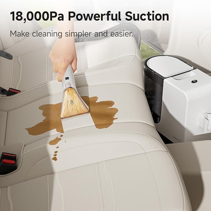 uwant Portable Carpet Cleaner 18Kpa Powerful Suction Carpet Cleaner Machine for Pets, Cars, Furniture with Cleaning Tools& Solution Low Noise Technology Upholstery Cleaner for Home, Rugs, Spot