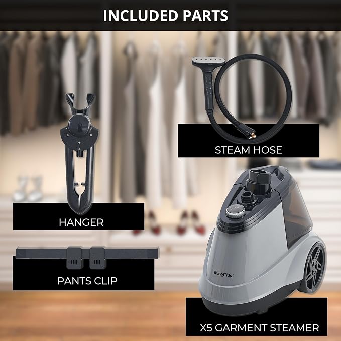 True & Tidy® Pro Heavy-Duty Commercial Full Size Garment Steamer for Clothes with 3 Steam Settings, Extra Large 3L (101 oz) Water Tank, 1800 watts, 90+min of Steam