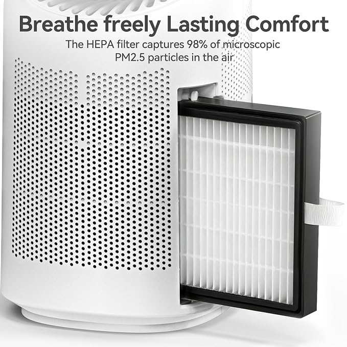 Dehumidifier with Purification Function for Home, Small Dehumidifier for Bedroom with Drain Hose, HEPA Filter & Auto-Off, 32dB Ultra-Quiet Sleep Mode, Ideal for Bedroom, Bathroom, Closet, RV